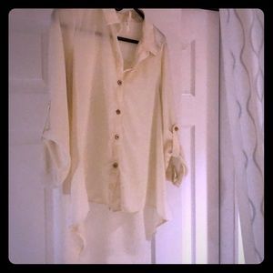 Off white button down with gold buttons